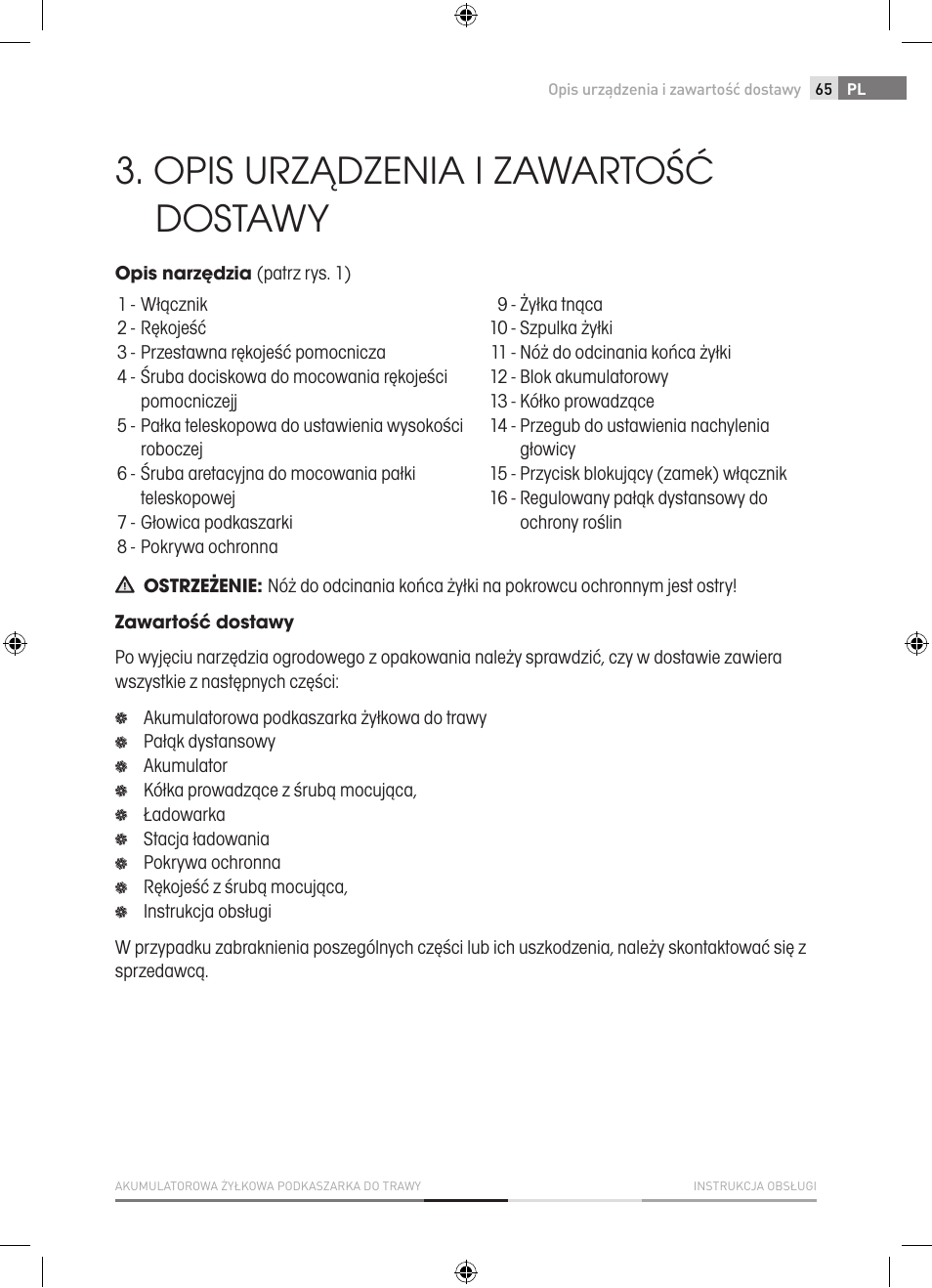 Opis urządzenia i zawartość dostawy | Fieldmann FZS 1001-A User Manual | Page 65 / 104