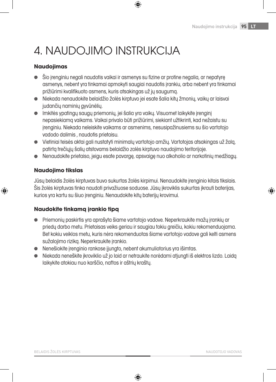 Naudojimo instrukcija | Fieldmann FZS 1001-A User Manual | Page 95 / 104