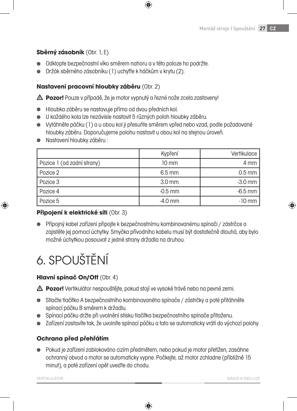 Spouštění | Fieldmann FZV 2001-E User Manual | Page 27 / 96