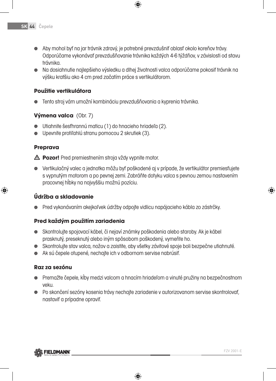 Fieldmann FZV 2001-E User Manual | Page 44 / 96