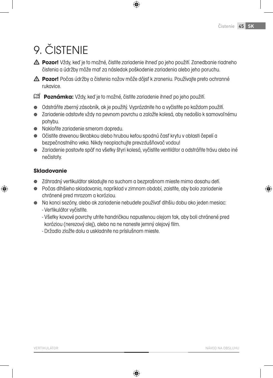 Čistenie | Fieldmann FZV 2001-E User Manual | Page 45 / 96