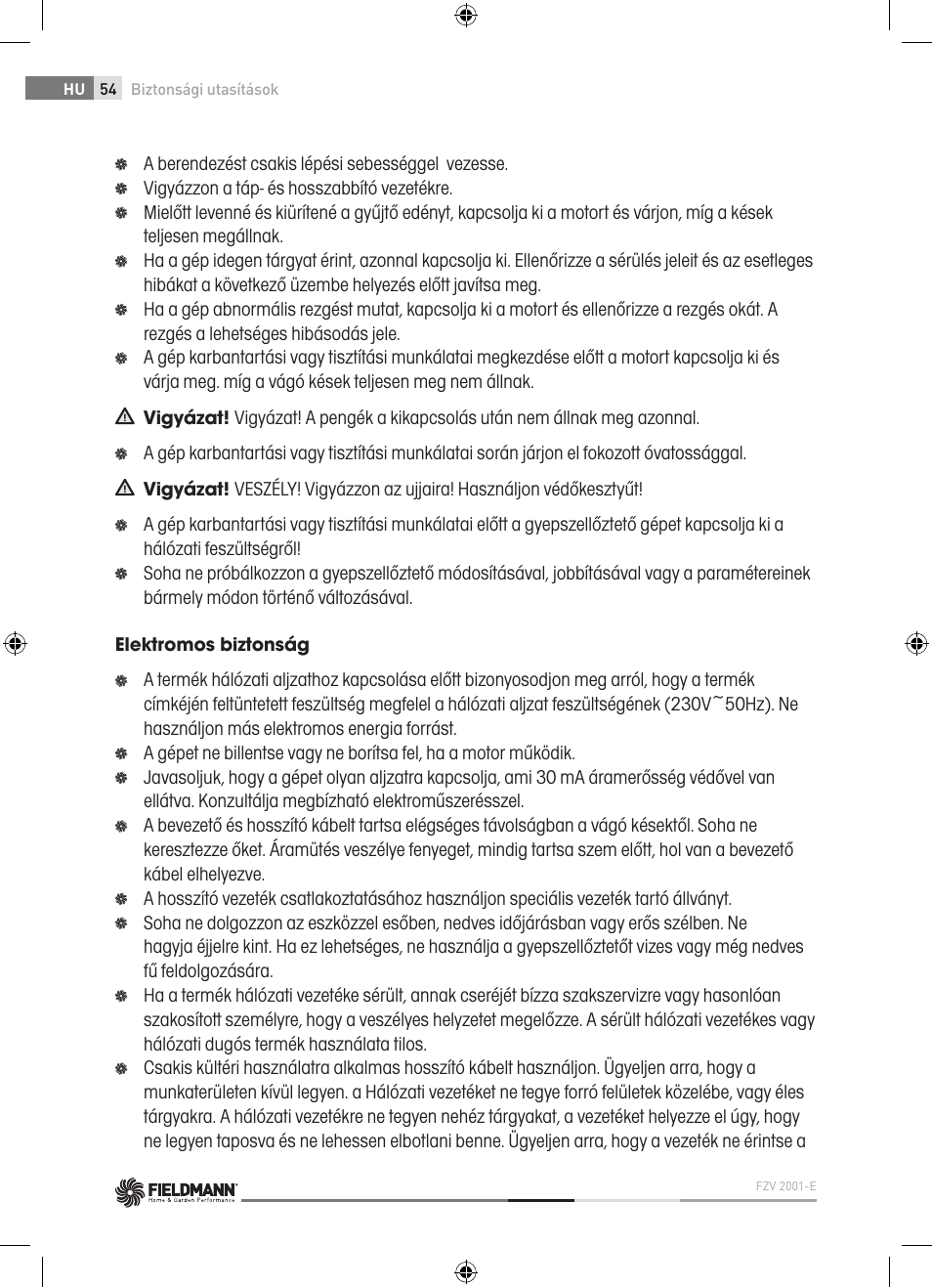 Fieldmann FZV 2001-E User Manual | Page 54 / 96