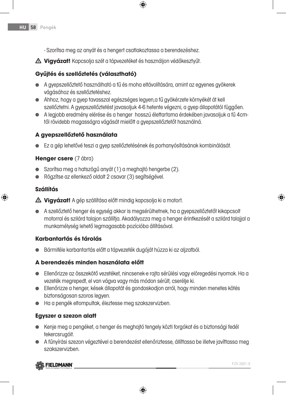 Fieldmann FZV 2001-E User Manual | Page 58 / 96