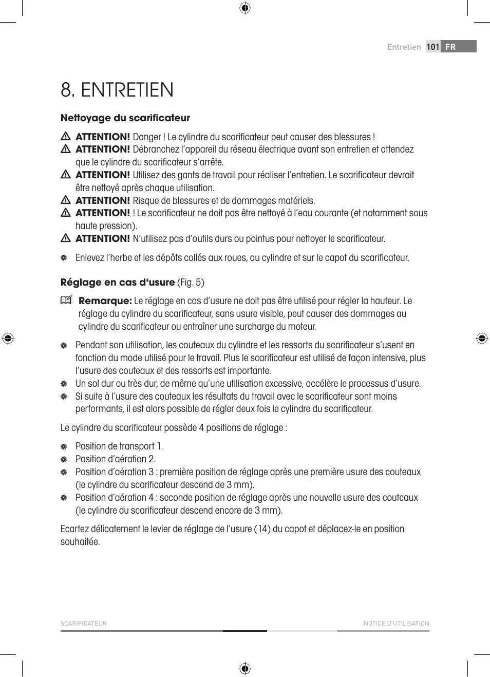 Entretien | Fieldmann FZV 4001-E User Manual | Page 101 / 160