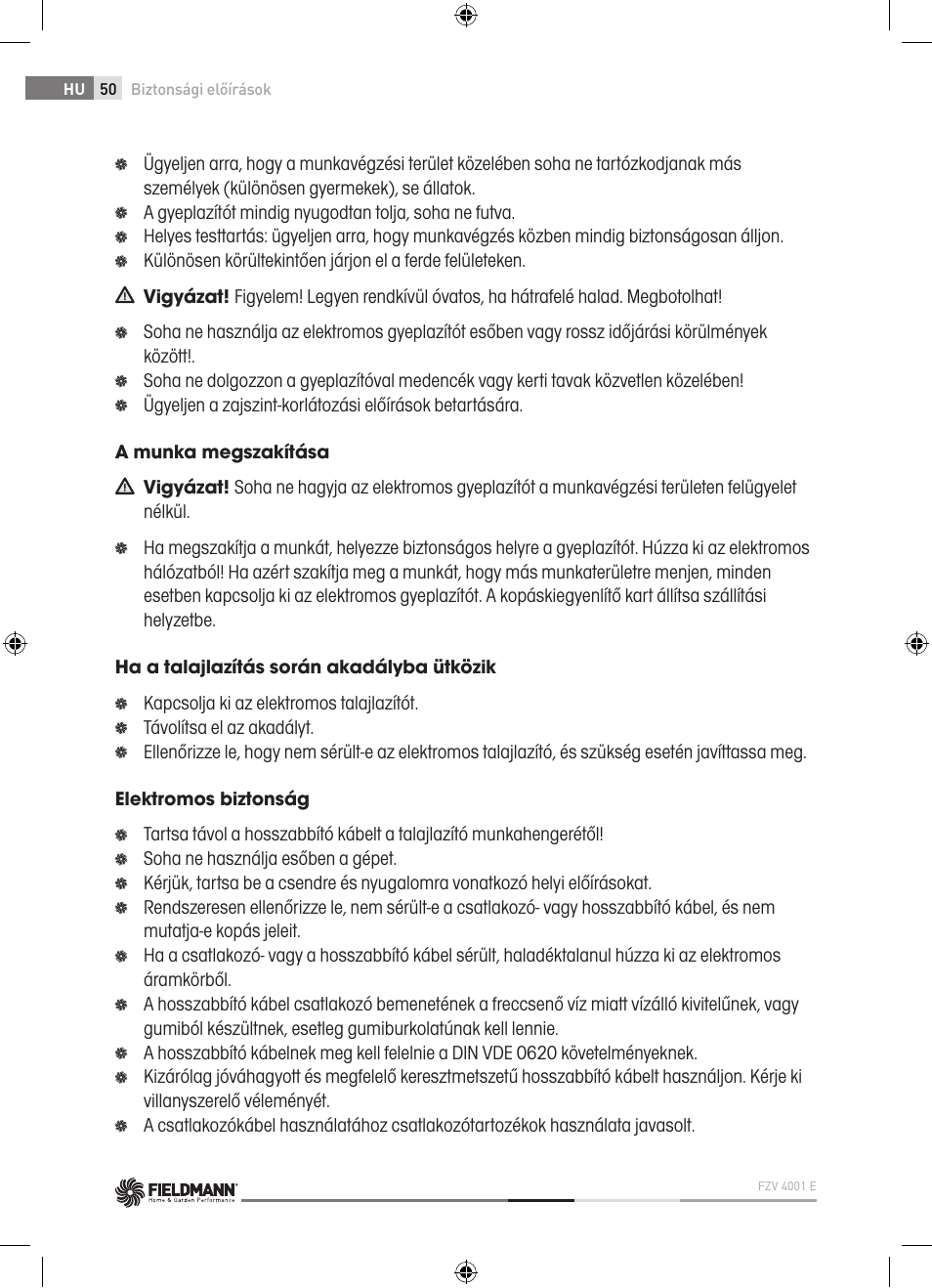 Fieldmann FZV 4001-E User Manual | Page 50 / 160