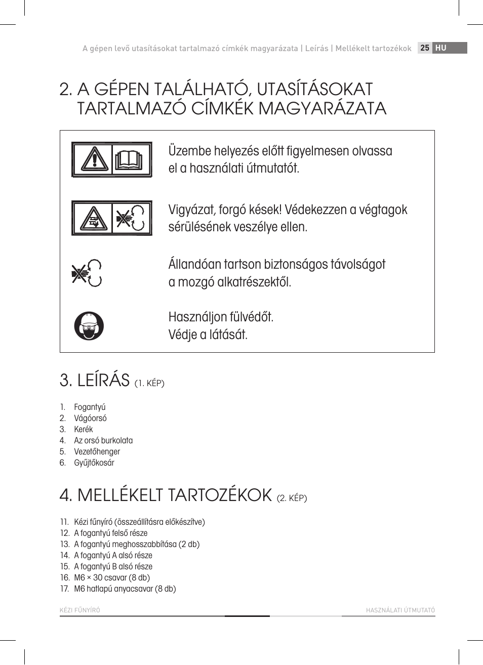 Leírás, Mellékelt tartozékok | Fieldmann FZR 1010 User Manual | Page 25 / 36