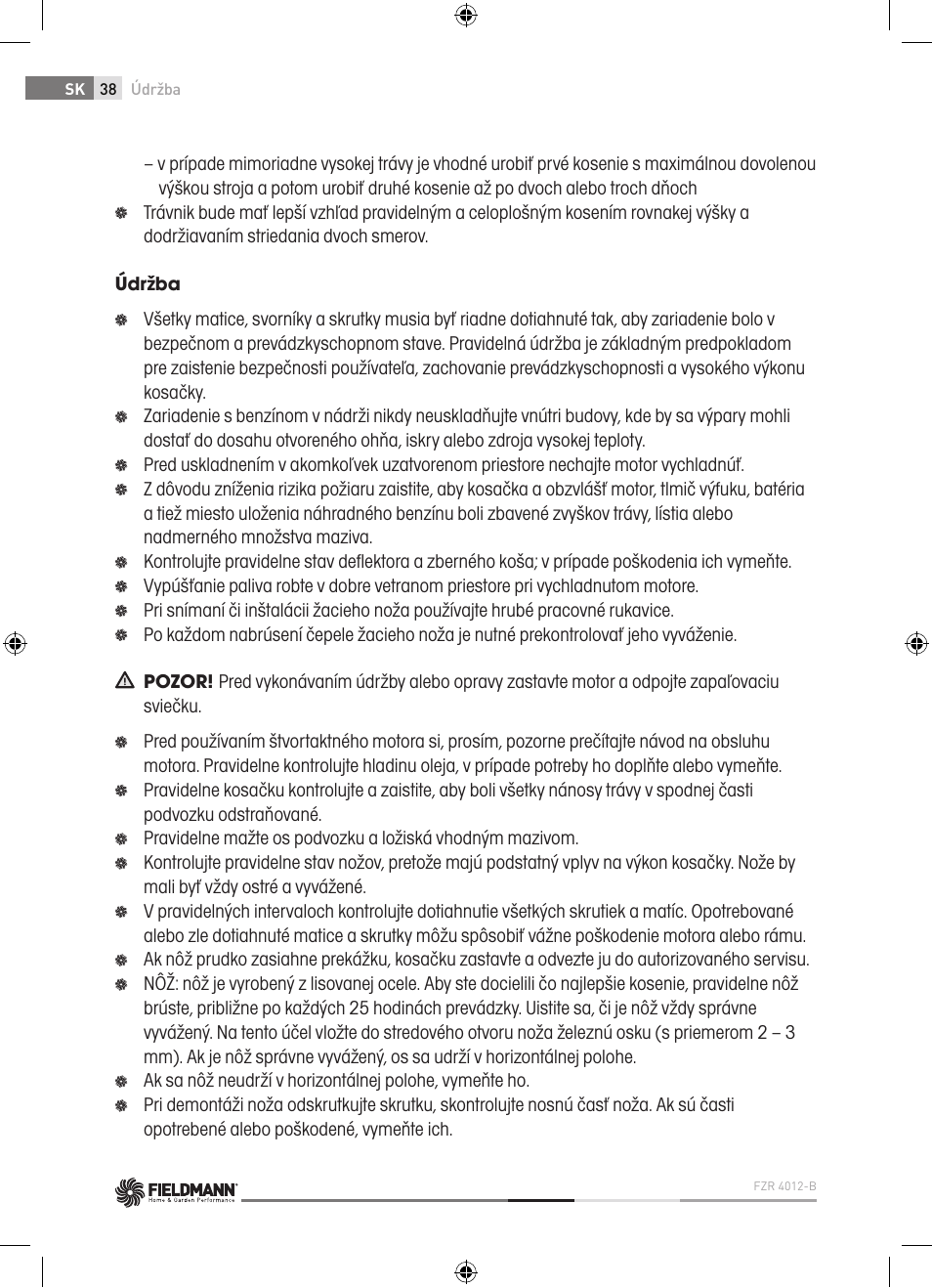Fieldmann FZR 4012-B User Manual | Page 38 / 82