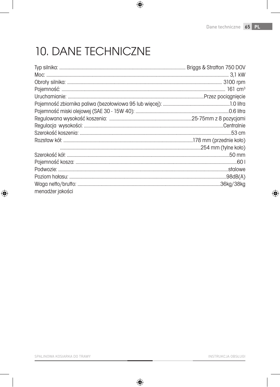 Dane techniczne | Fieldmann FZR 4012-B User Manual | Page 65 / 82