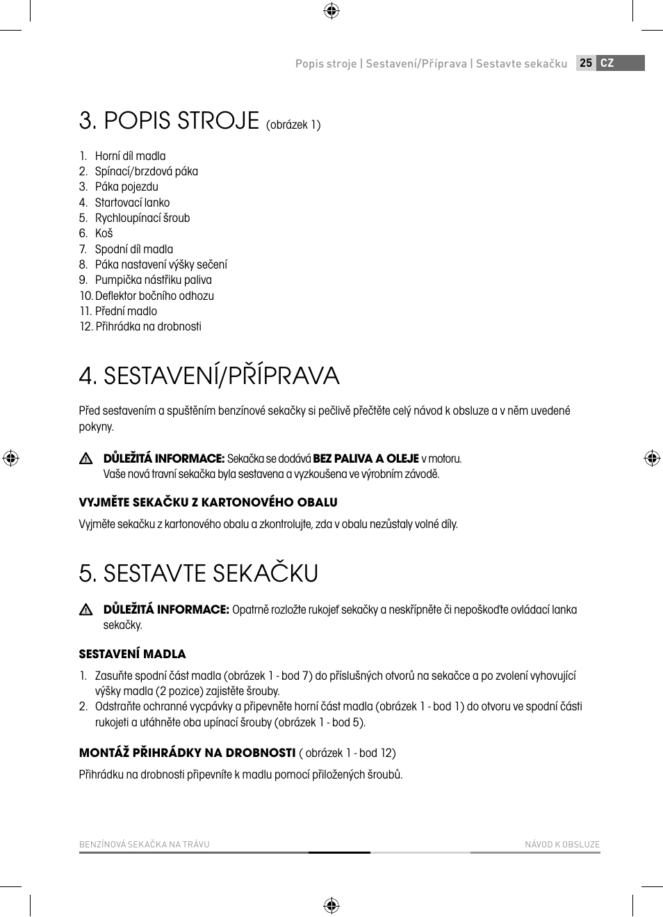 Popis stroje, Sestavení/příprava, Sestavte sekačku | Fieldmann FZR 5110-B User Manual | Page 25 / 92