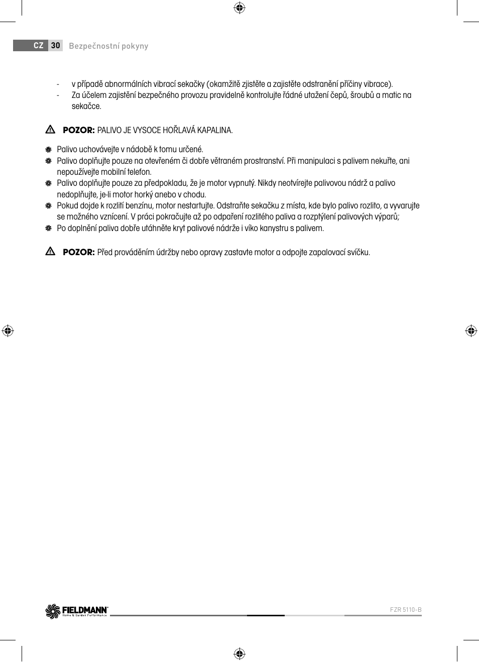 Fieldmann FZR 5110-B User Manual | Page 30 / 92