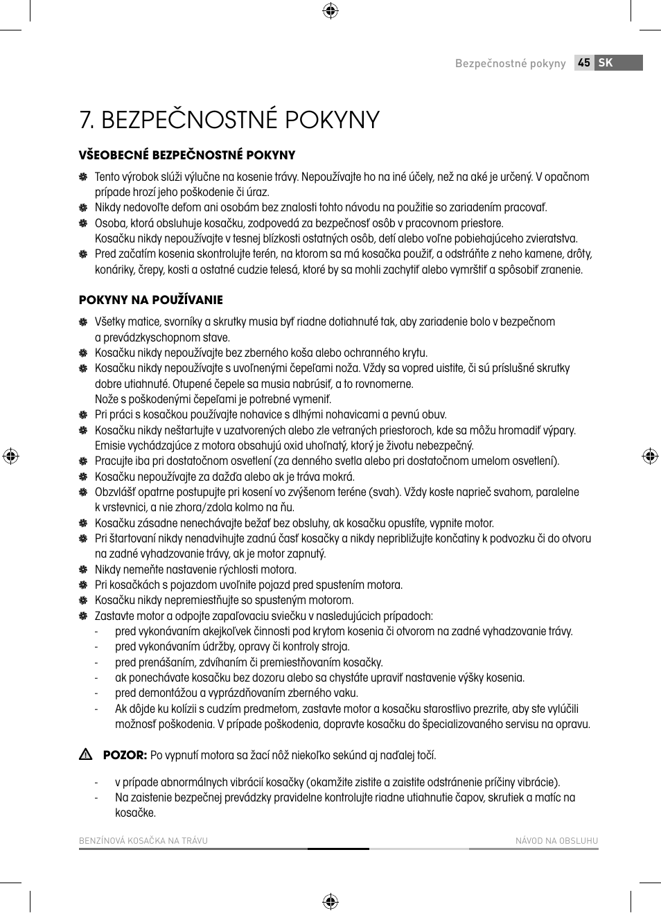 Bezpečnostné pokyny | Fieldmann FZR 5110-B User Manual | Page 45 / 92