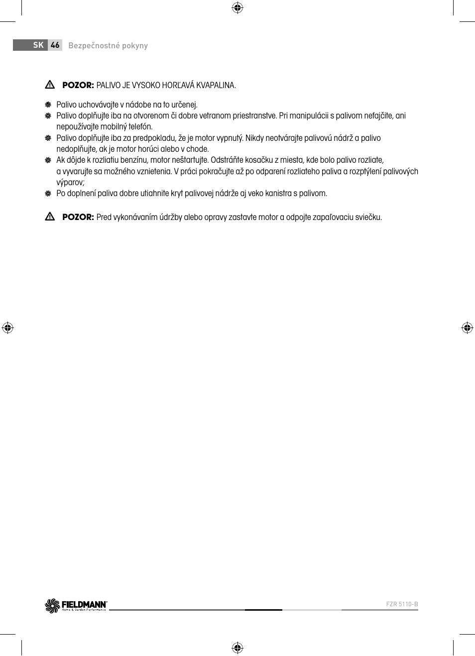 Fieldmann FZR 5110-B User Manual | Page 46 / 92