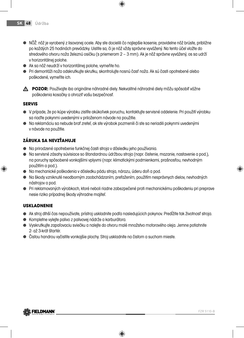 Fieldmann FZR 5110-B User Manual | Page 48 / 92