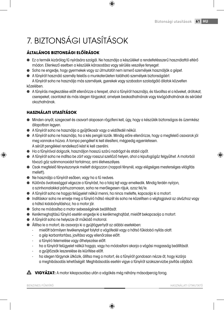 Biztonsági utasítások | Fieldmann FZR 5110-B User Manual | Page 61 / 92