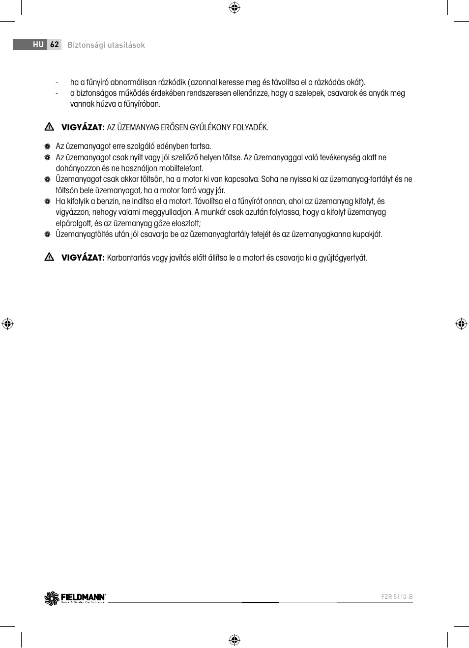 Fieldmann FZR 5110-B User Manual | Page 62 / 92