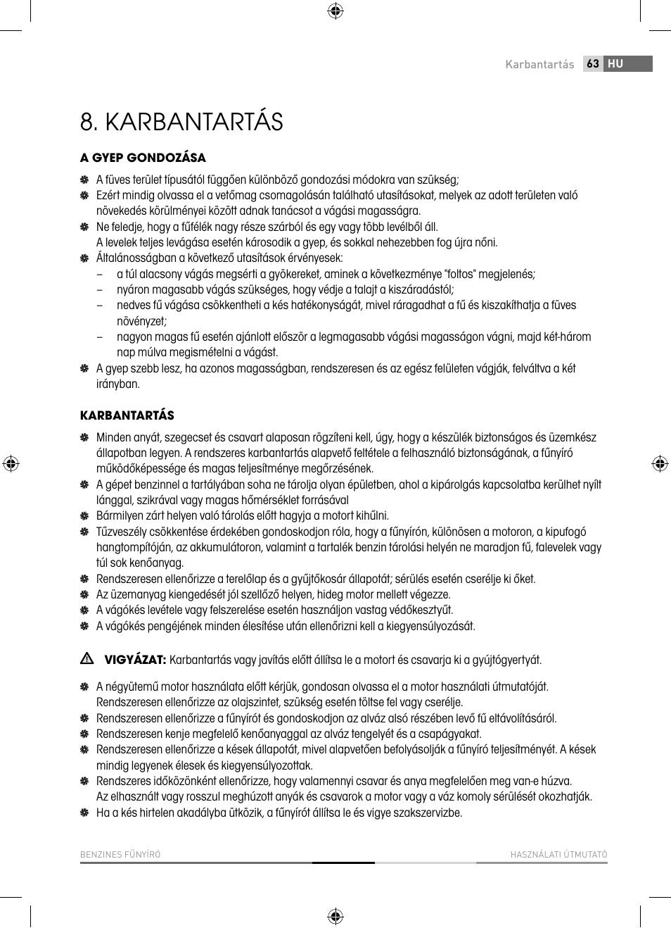 Karbantartás | Fieldmann FZR 5110-B User Manual | Page 63 / 92