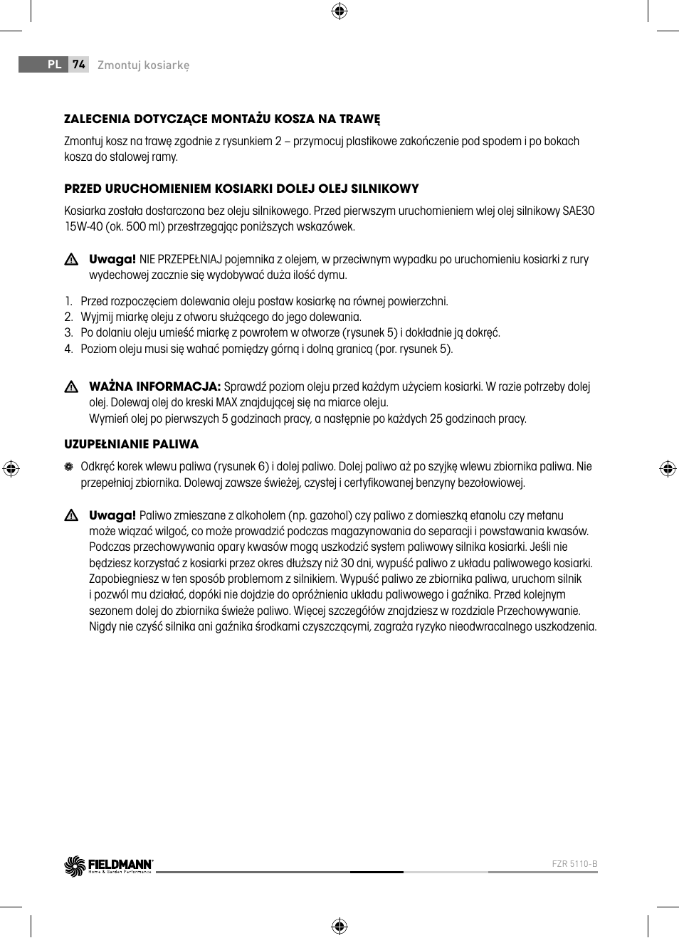 Fieldmann FZR 5110-B User Manual | Page 74 / 92