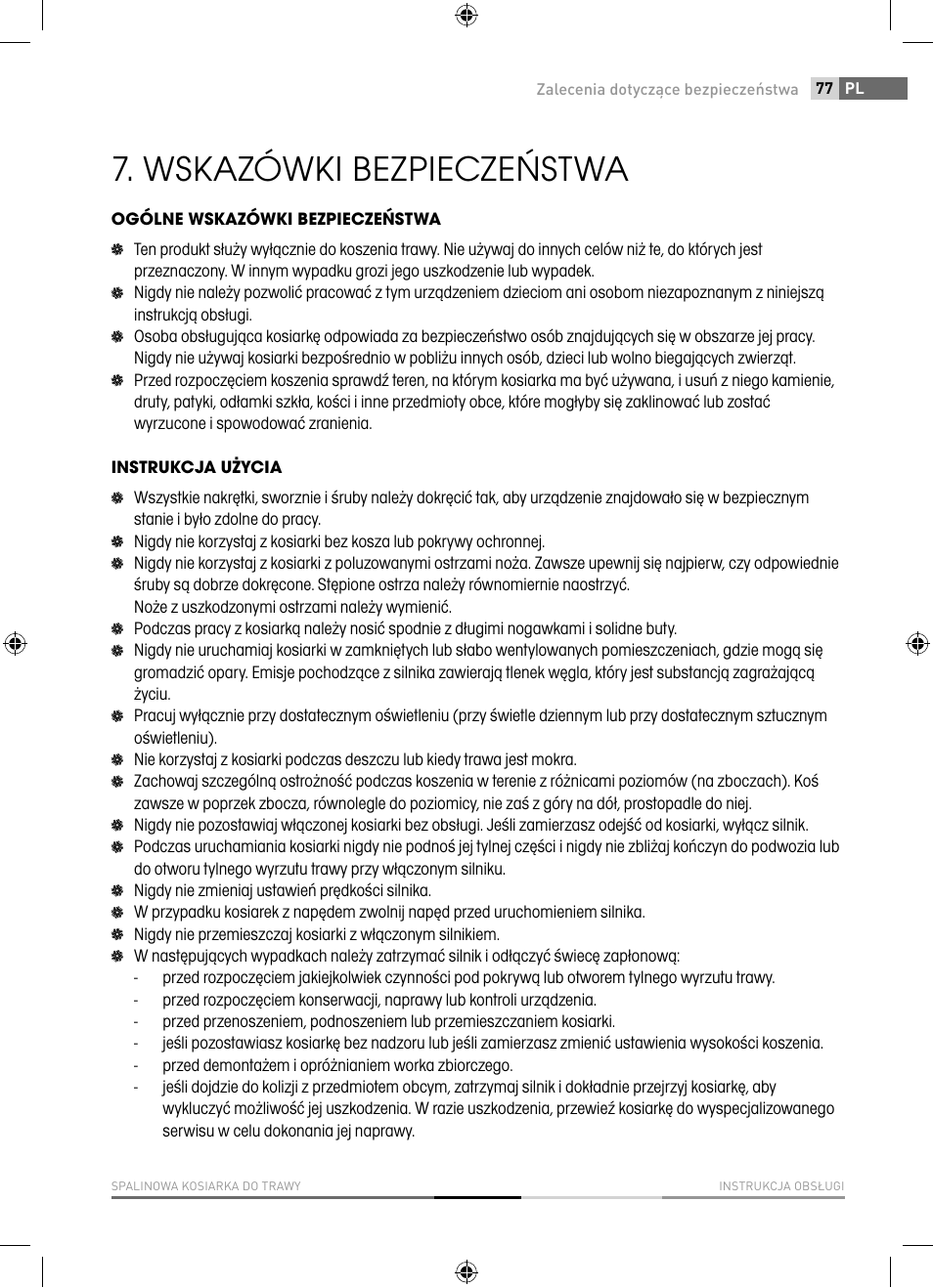 Wskazówki bezpieczeństwa | Fieldmann FZR 5110-B User Manual | Page 77 / 92