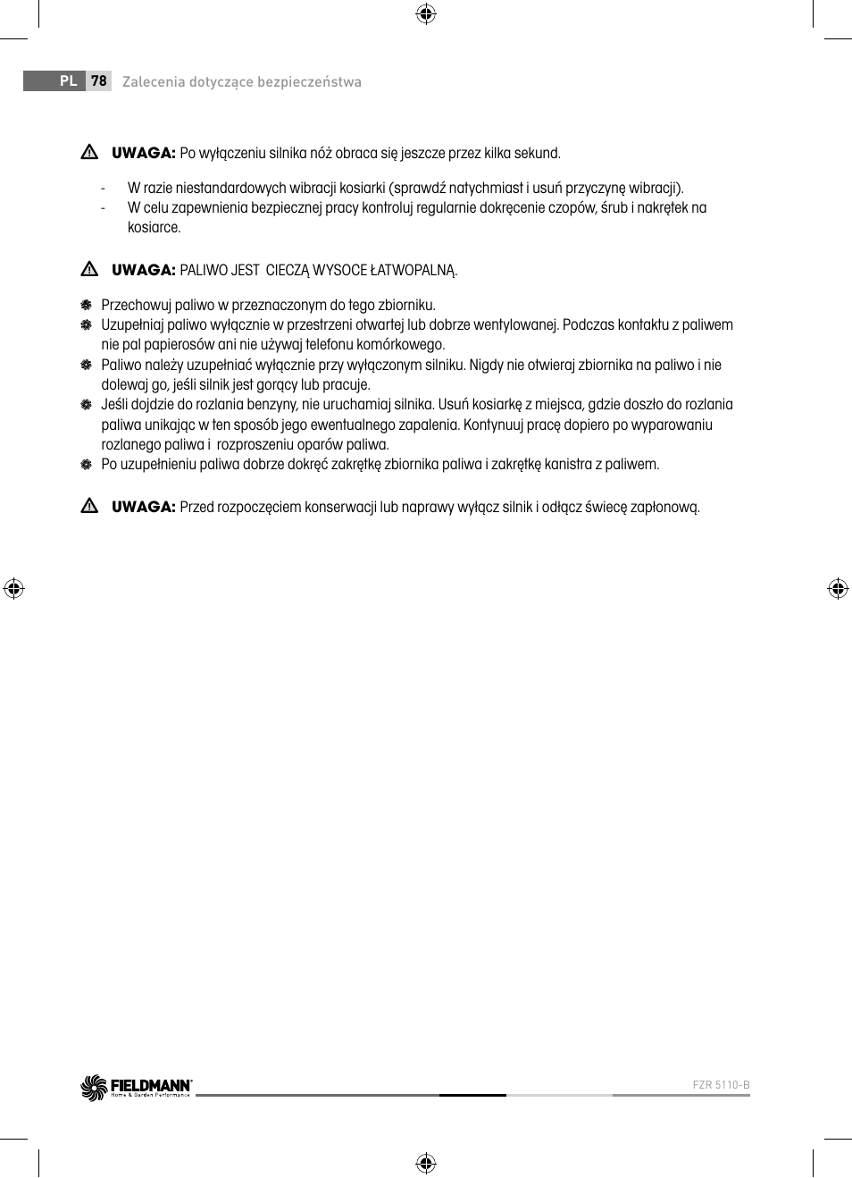 Fieldmann FZR 5110-B User Manual | Page 78 / 92