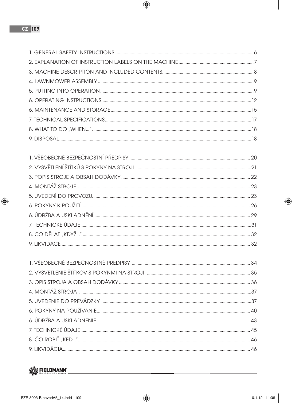 Fieldmann FZR 3004-B User Manual | Page 109 / 110