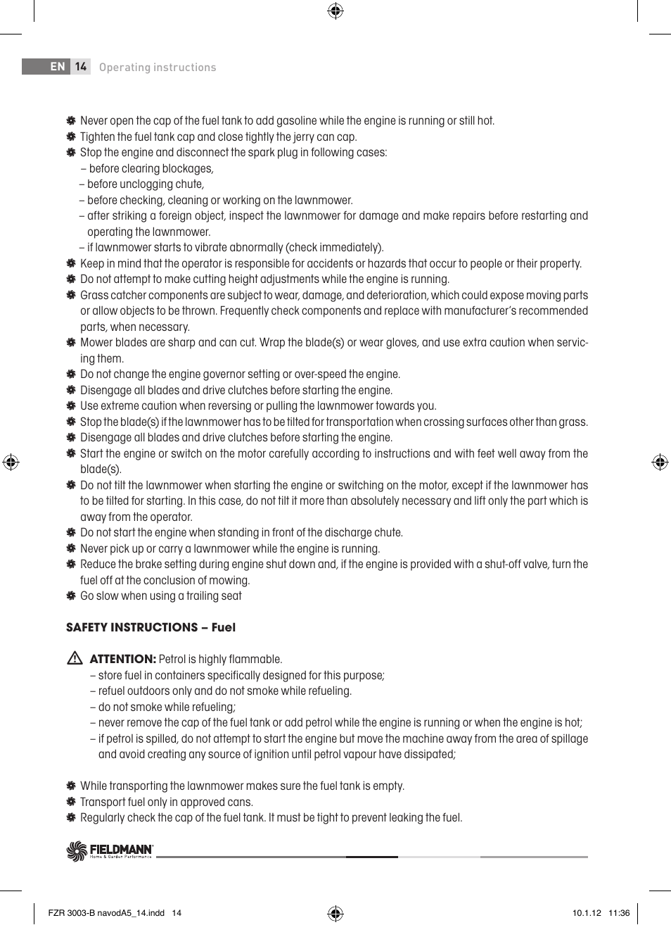 Fieldmann FZR 3004-B User Manual | Page 14 / 110