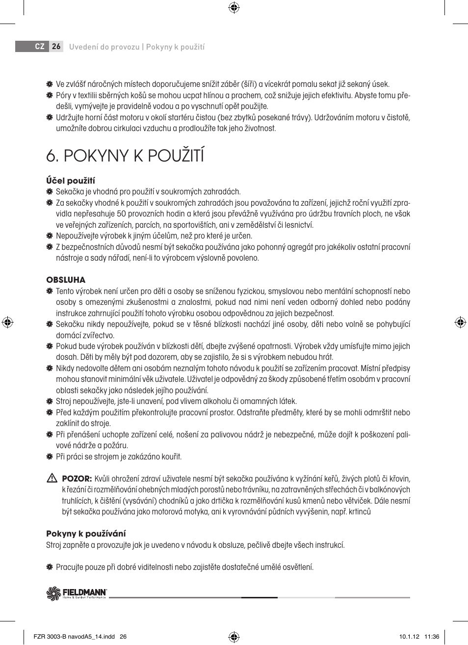 Pokyny k použití | Fieldmann FZR 3004-B User Manual | Page 26 / 110