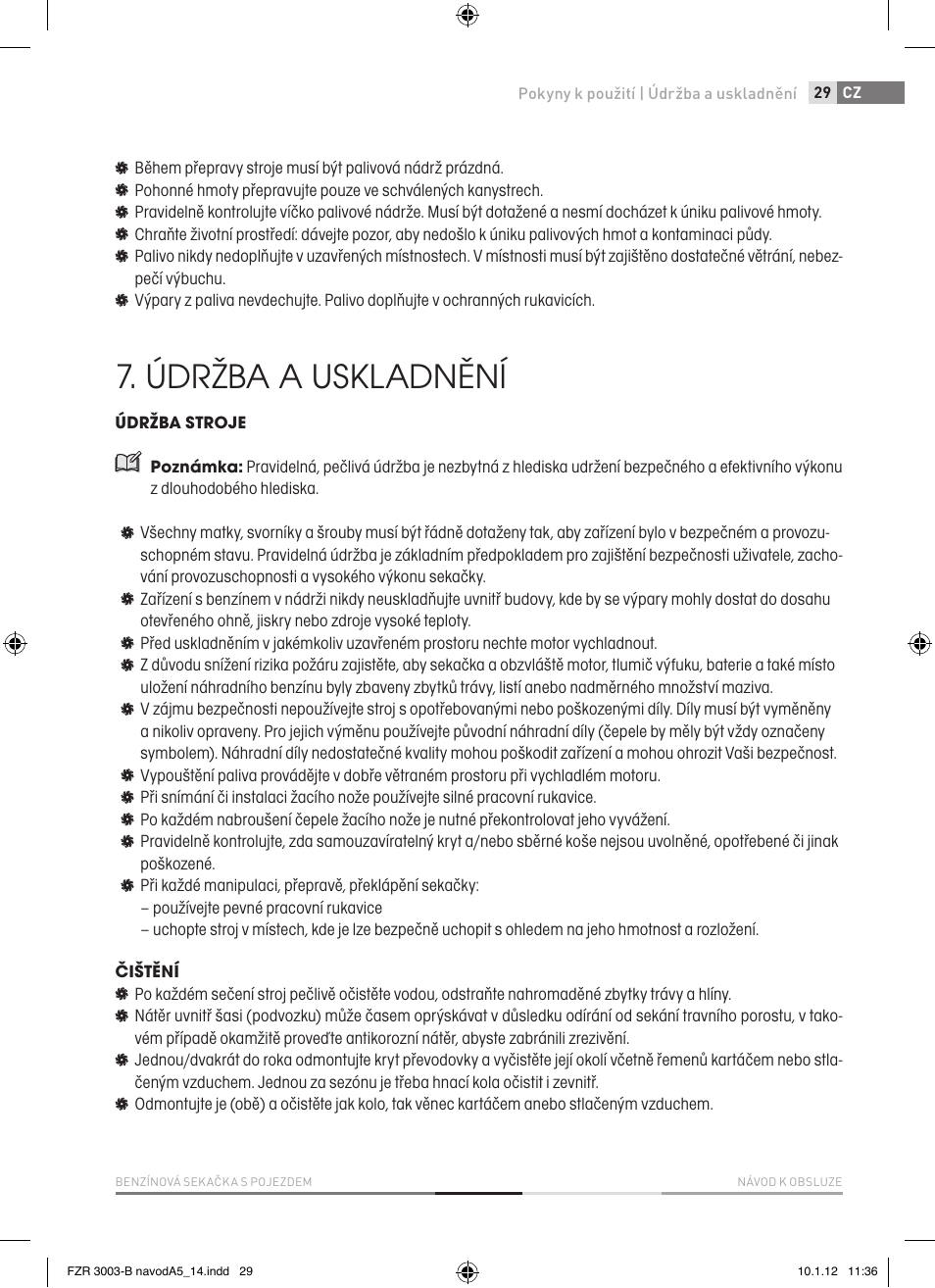 Údržba a uskladnění | Fieldmann FZR 3004-B User Manual | Page 29 / 110