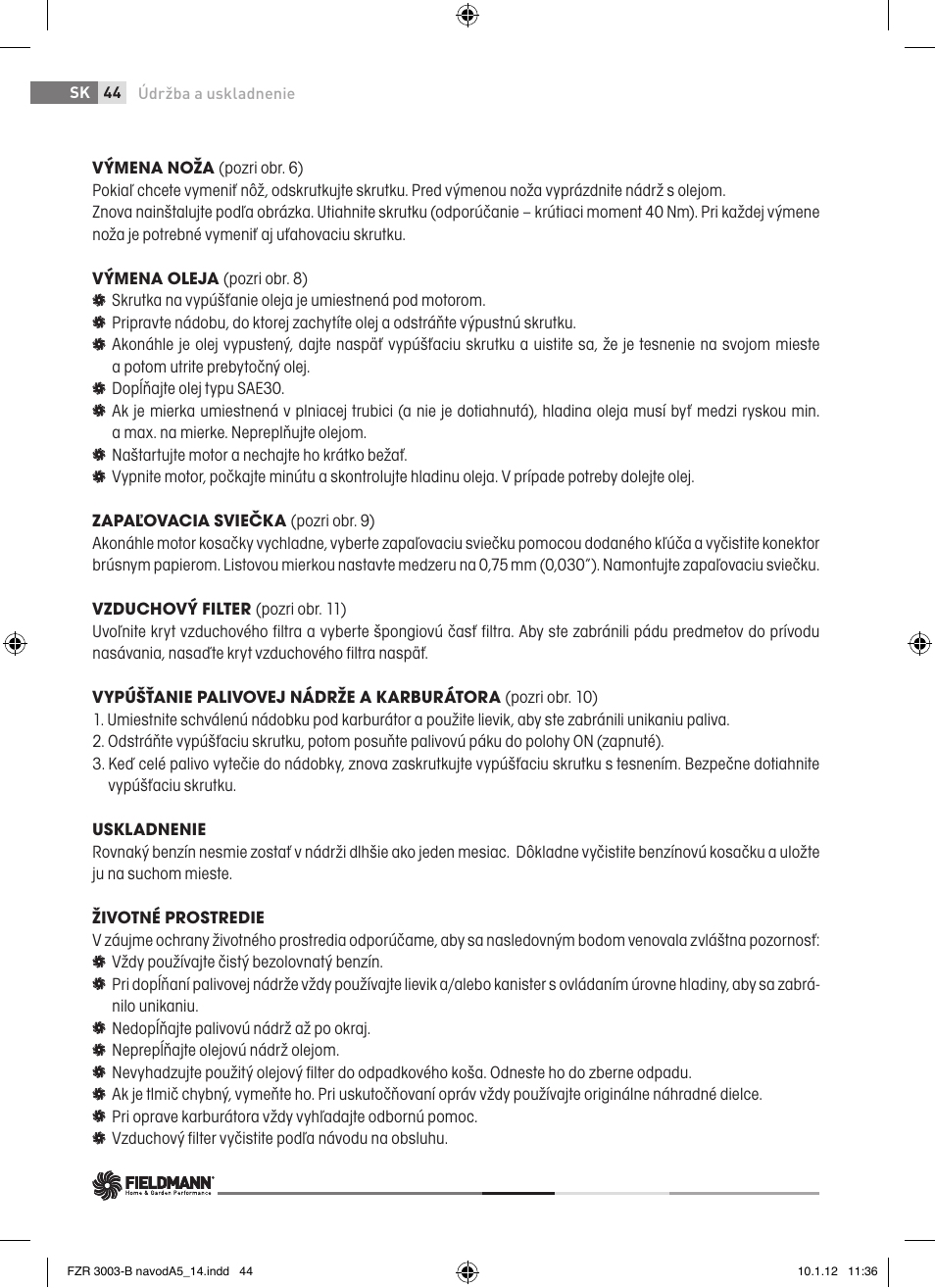 Fieldmann FZR 3004-B User Manual | Page 44 / 110