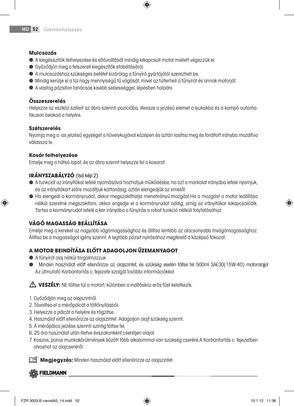 Fieldmann FZR 3004-B User Manual | Page 52 / 110
