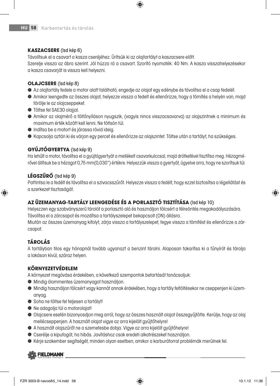 Fieldmann FZR 3004-B User Manual | Page 58 / 110