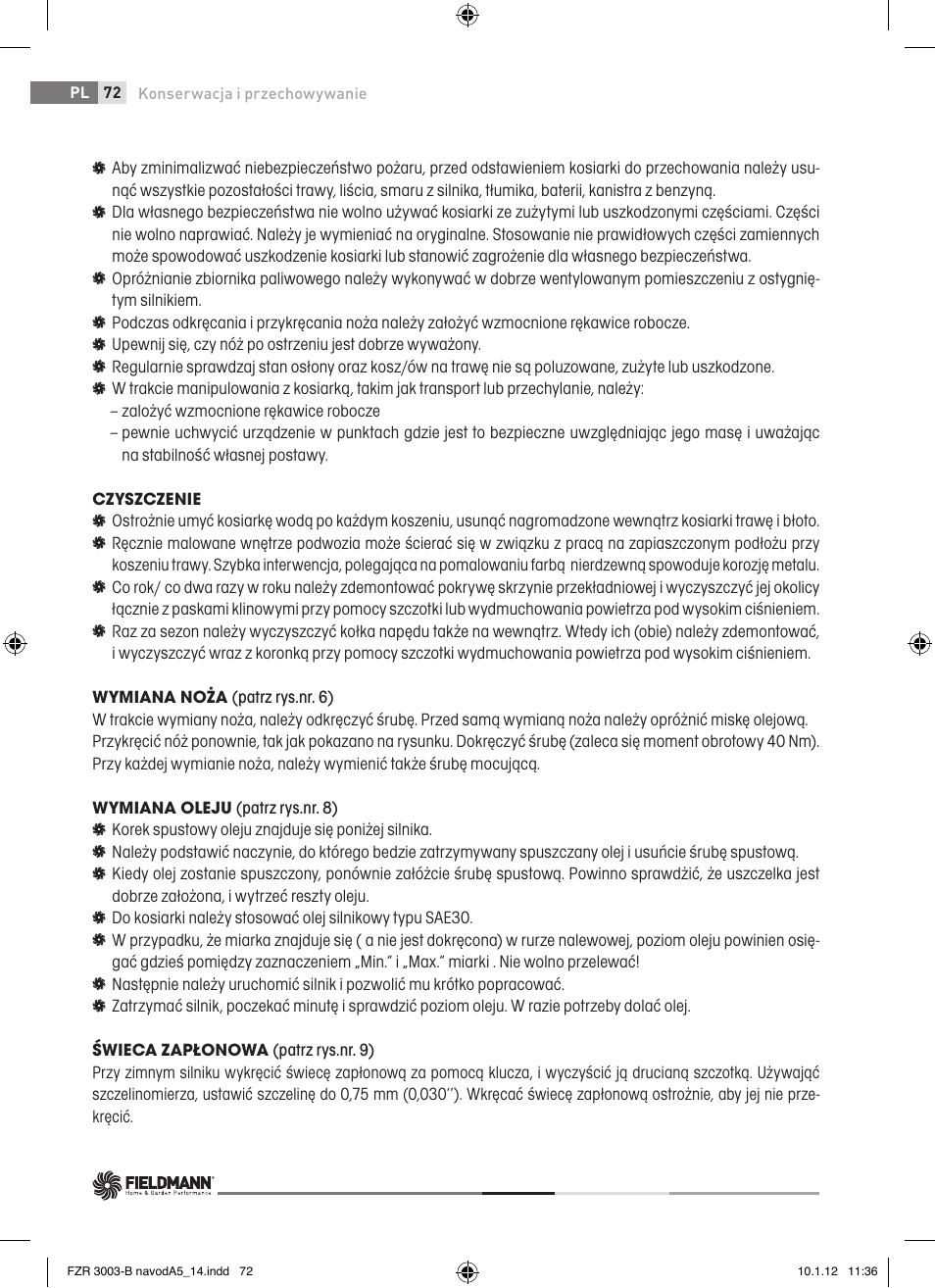 Fieldmann FZR 3004-B User Manual | Page 72 / 110
