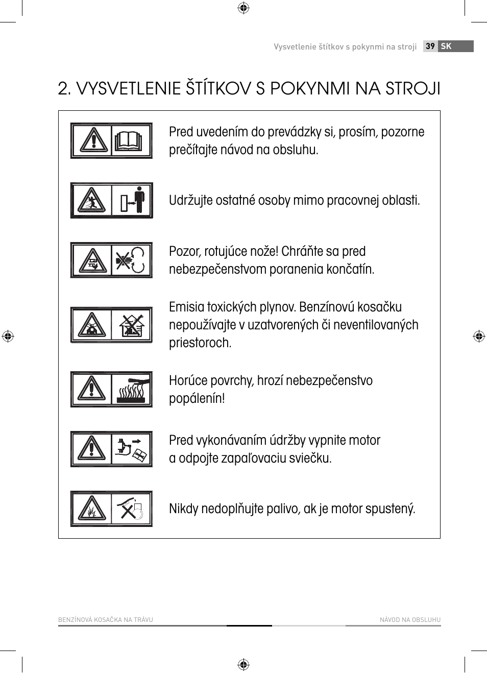 Vysvetlenie štítkov s pokynmi na stroji | Fieldmann FZR 4621-BV User Manual | Page 39 / 92