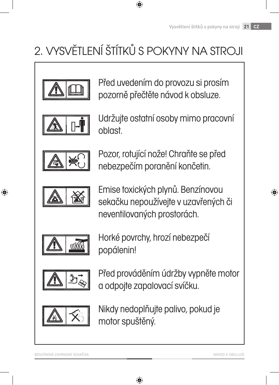 Vysvětlení štítků s pokyny na stroji | Fieldmann FZR 4620-B User Manual | Page 21 / 82