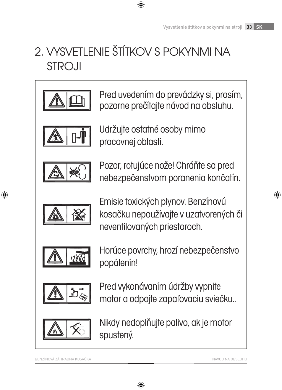 Vysvetlenie štítkov s pokynmi na stroji | Fieldmann FZR 4620-B User Manual | Page 33 / 82