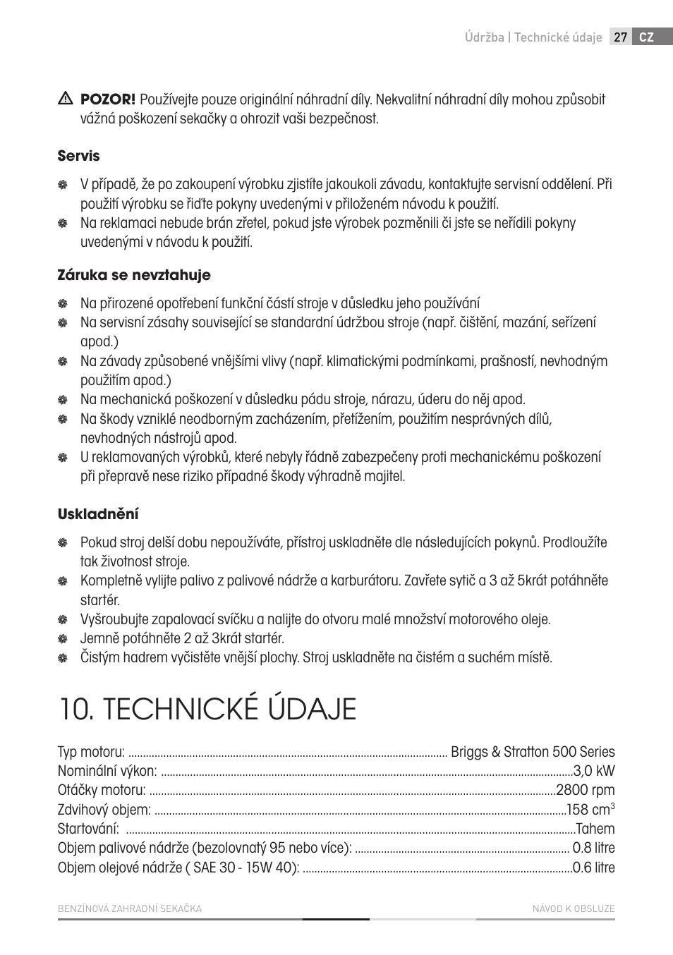 Technické údaje | Fieldmann FZR 4011-B User Manual | Page 27 / 82