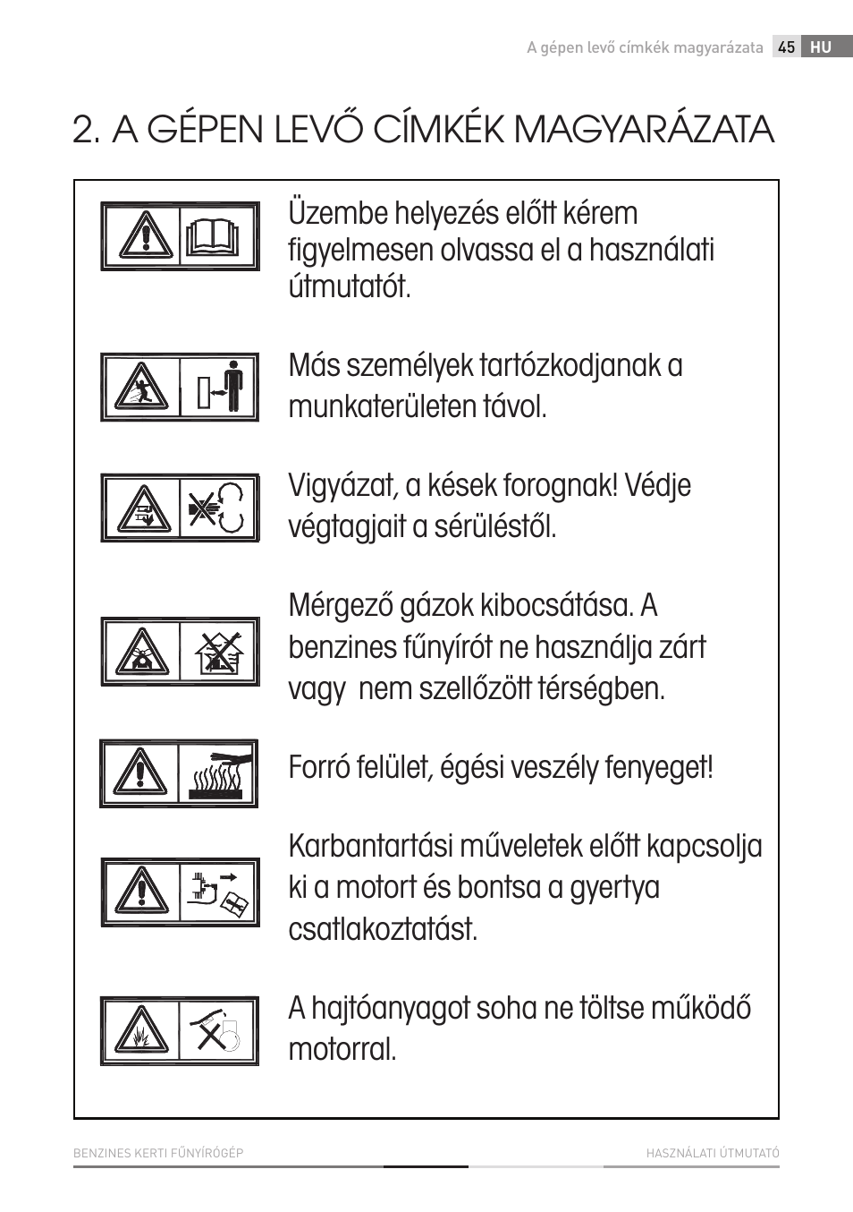 A gépen levő címkék magyarázata | Fieldmann FZR 4011-B User Manual | Page 45 / 82