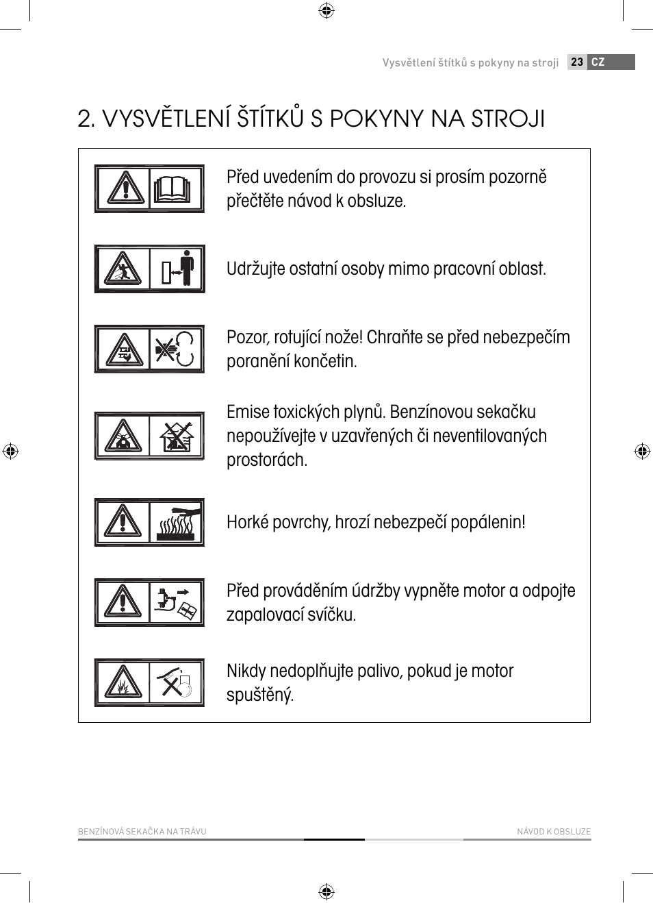 Vysvětlení štítků s pokyny na stroji | Fieldmann FZR 4617-BV User Manual | Page 23 / 92