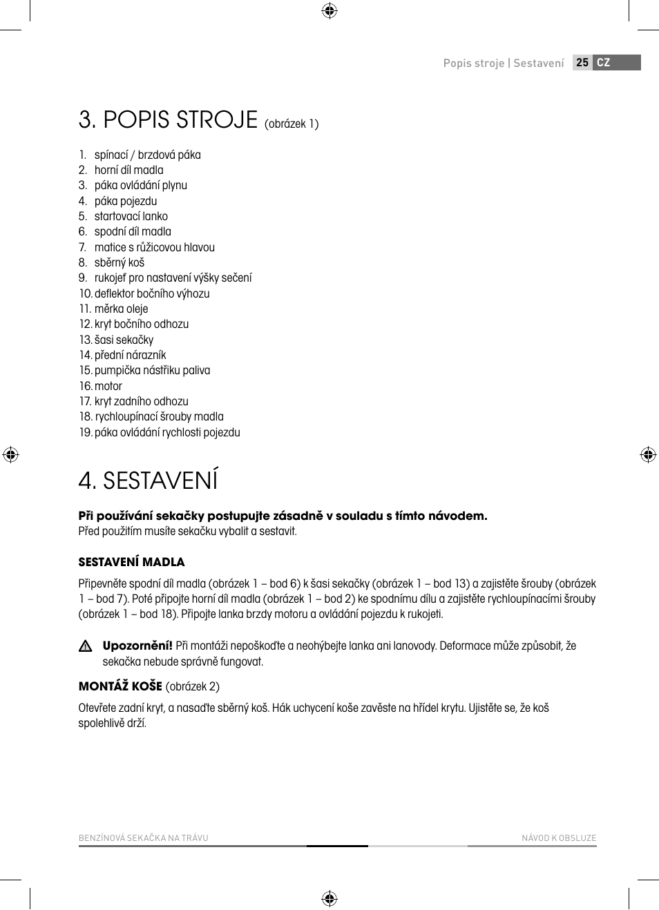 Popis stroje, Sestavení | Fieldmann FZR 4617-BV User Manual | Page 25 / 92