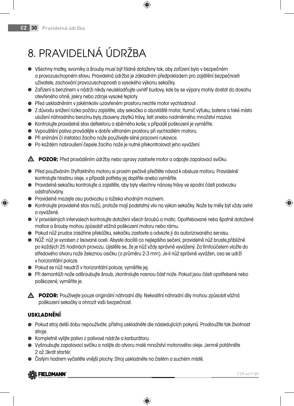 Pravidelná údržba | Fieldmann FZR 4617-BV User Manual | Page 30 / 92