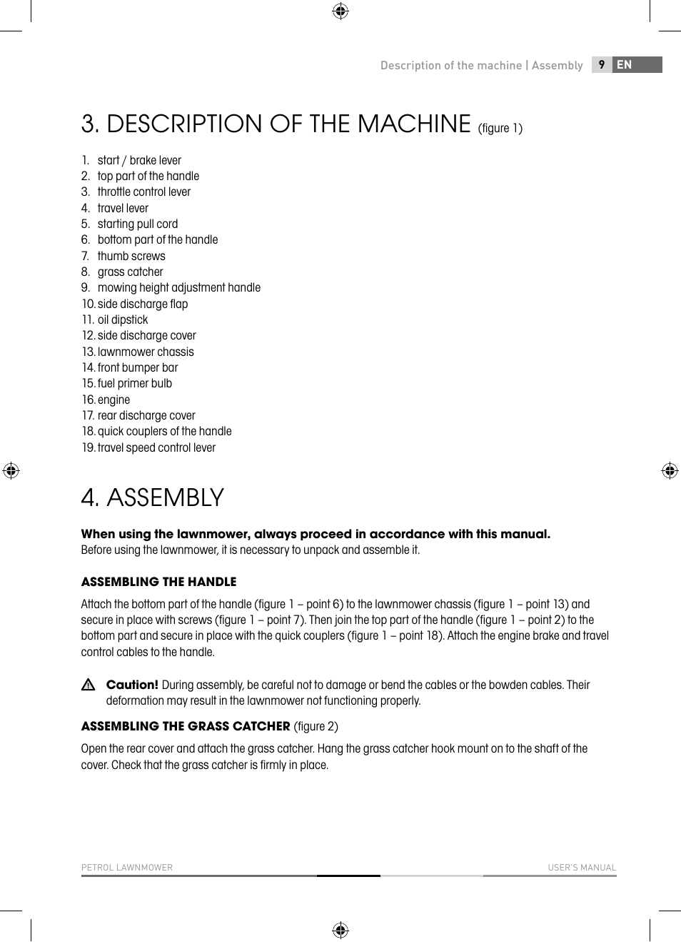 Description of the machine, Assembly | Fieldmann FZR 4617-BV User Manual | Page 9 / 92