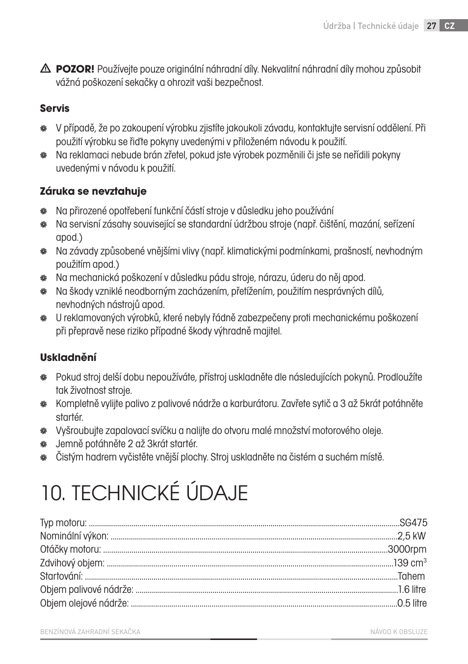 Technické údaje | Fieldmann FZR 4610-B User Manual | Page 27 / 80