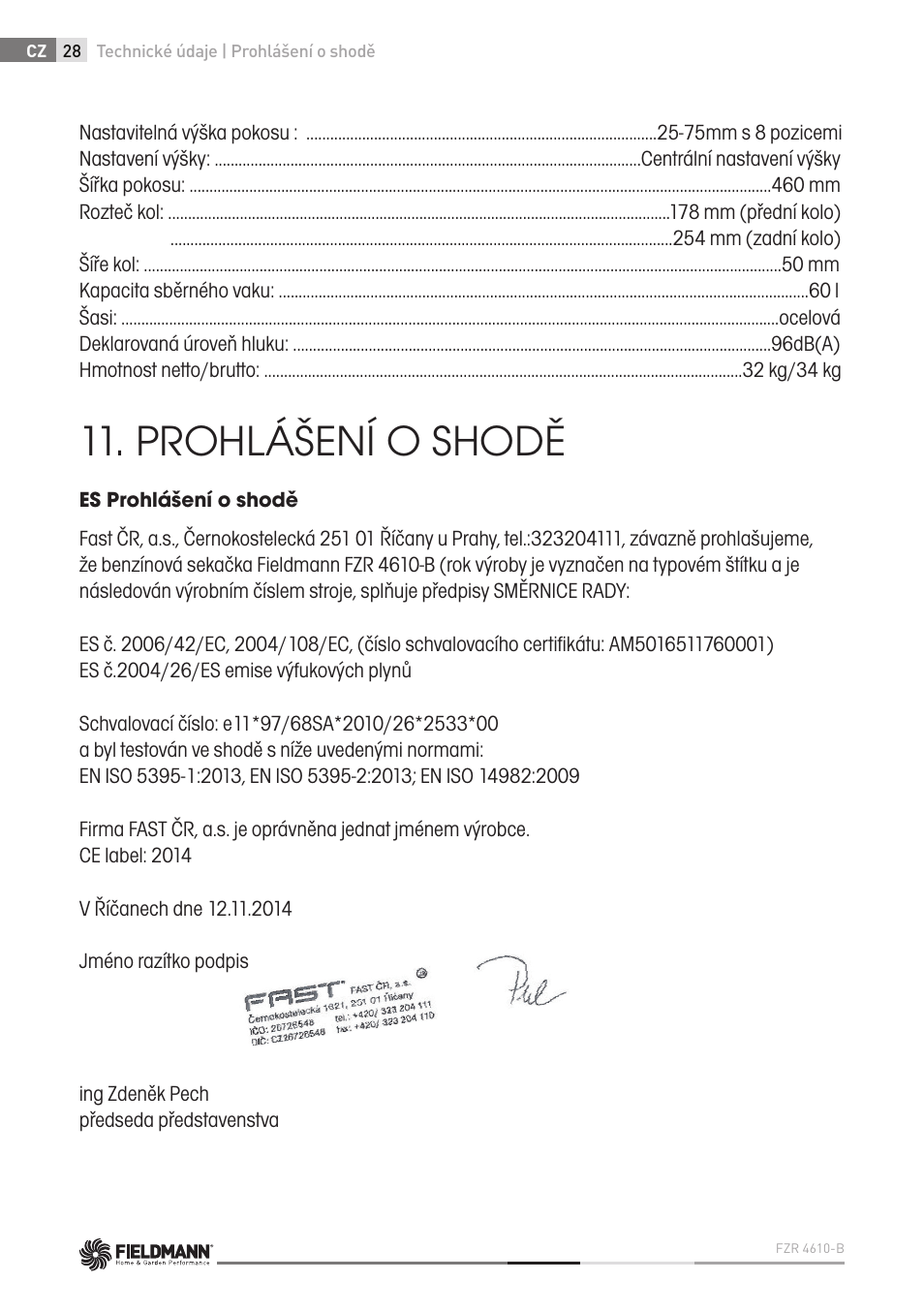 Prohlášení o shodě | Fieldmann FZR 4610-B User Manual | Page 28 / 80