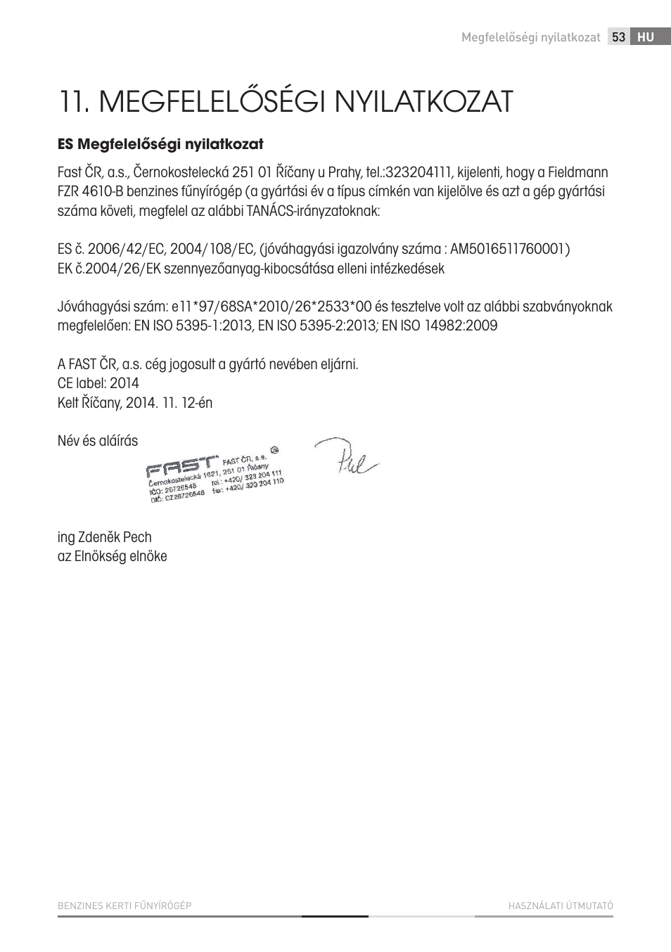 Megfelelőségi nyilatkozat | Fieldmann FZR 4610-B User Manual | Page 53 / 80