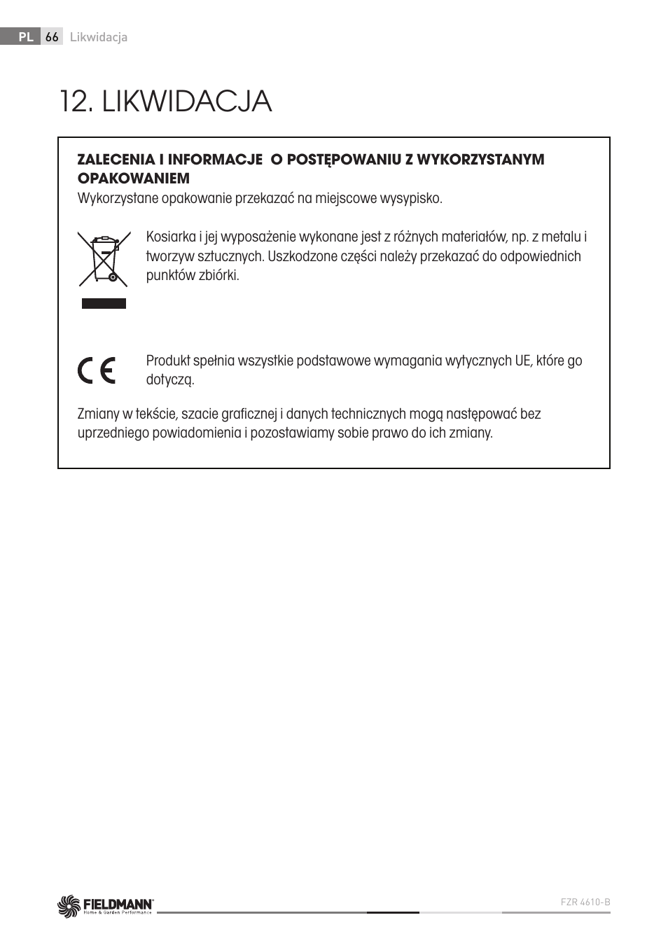 Likwidacja | Fieldmann FZR 4610-B User Manual | Page 66 / 80