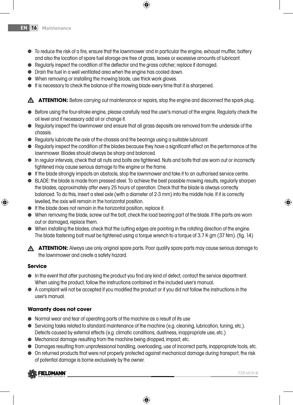 Fieldmann FZR 4010-B User Manual | Page 16 / 88