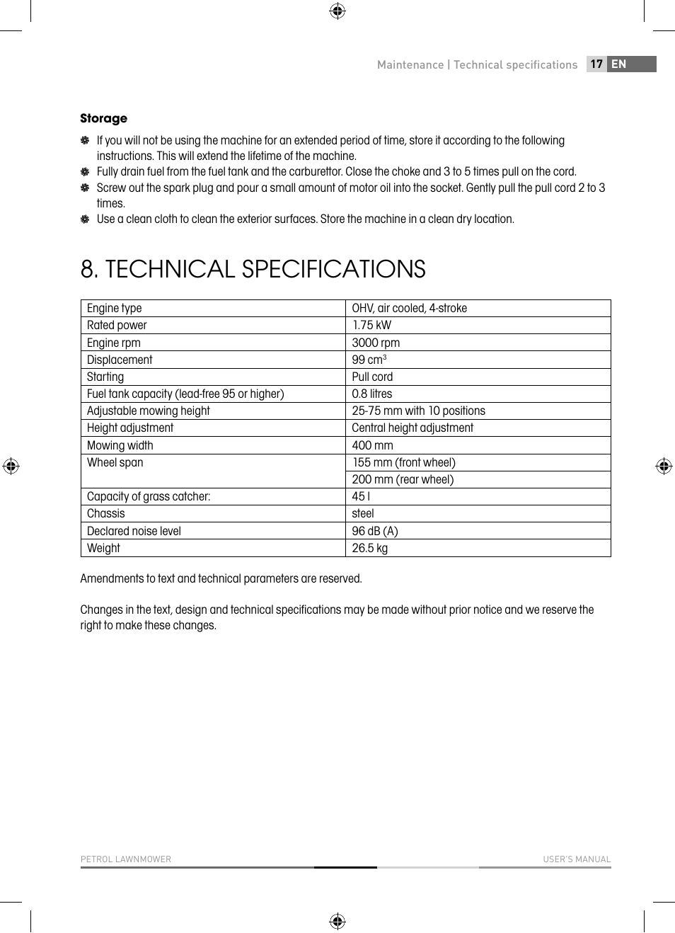 Technical specifications | Fieldmann FZR 4010-B User Manual | Page 17 / 88
