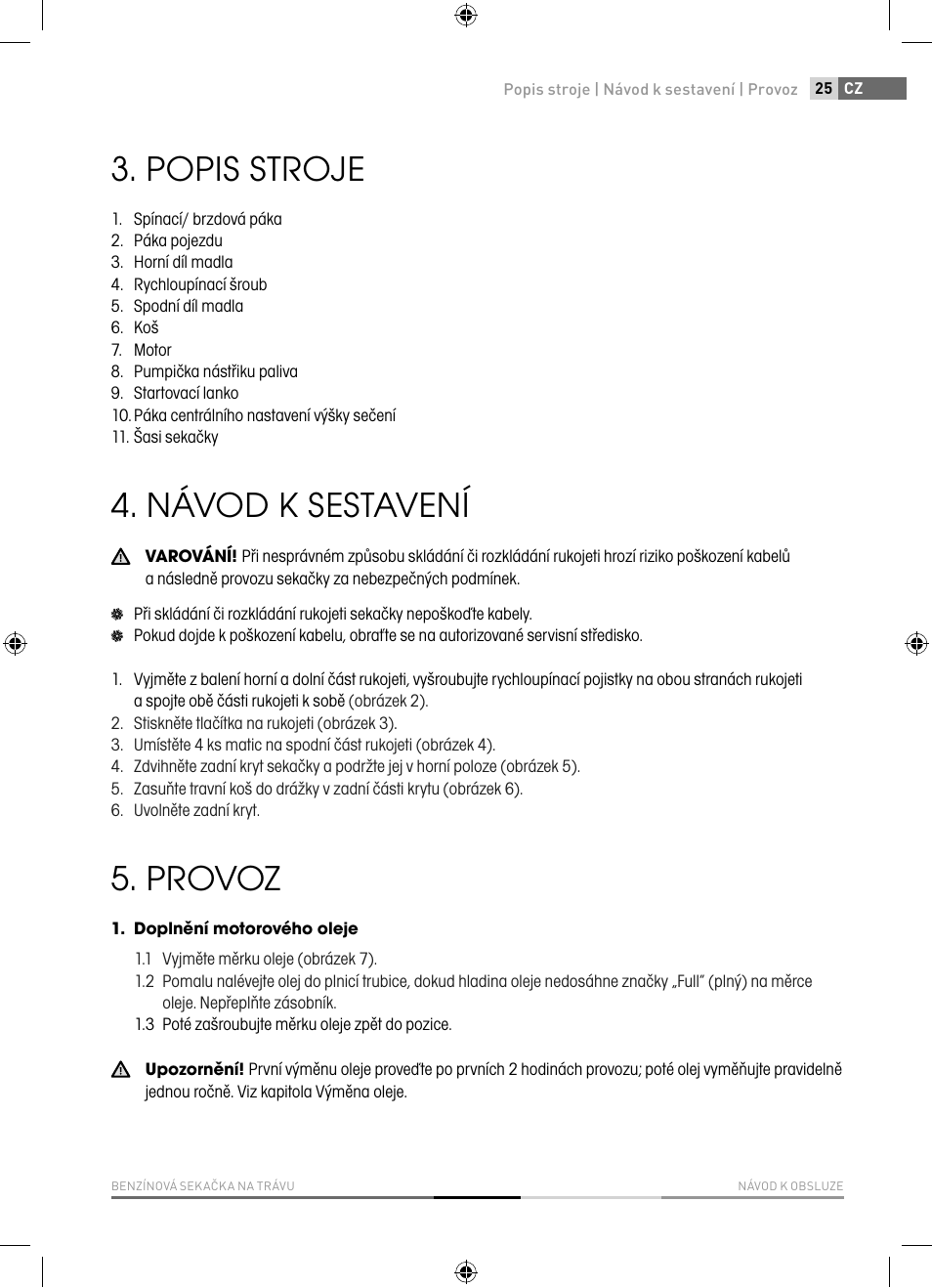Popis stroje, Návod k sestavení, Provoz | Fieldmann FZR 4010-B User Manual | Page 25 / 88