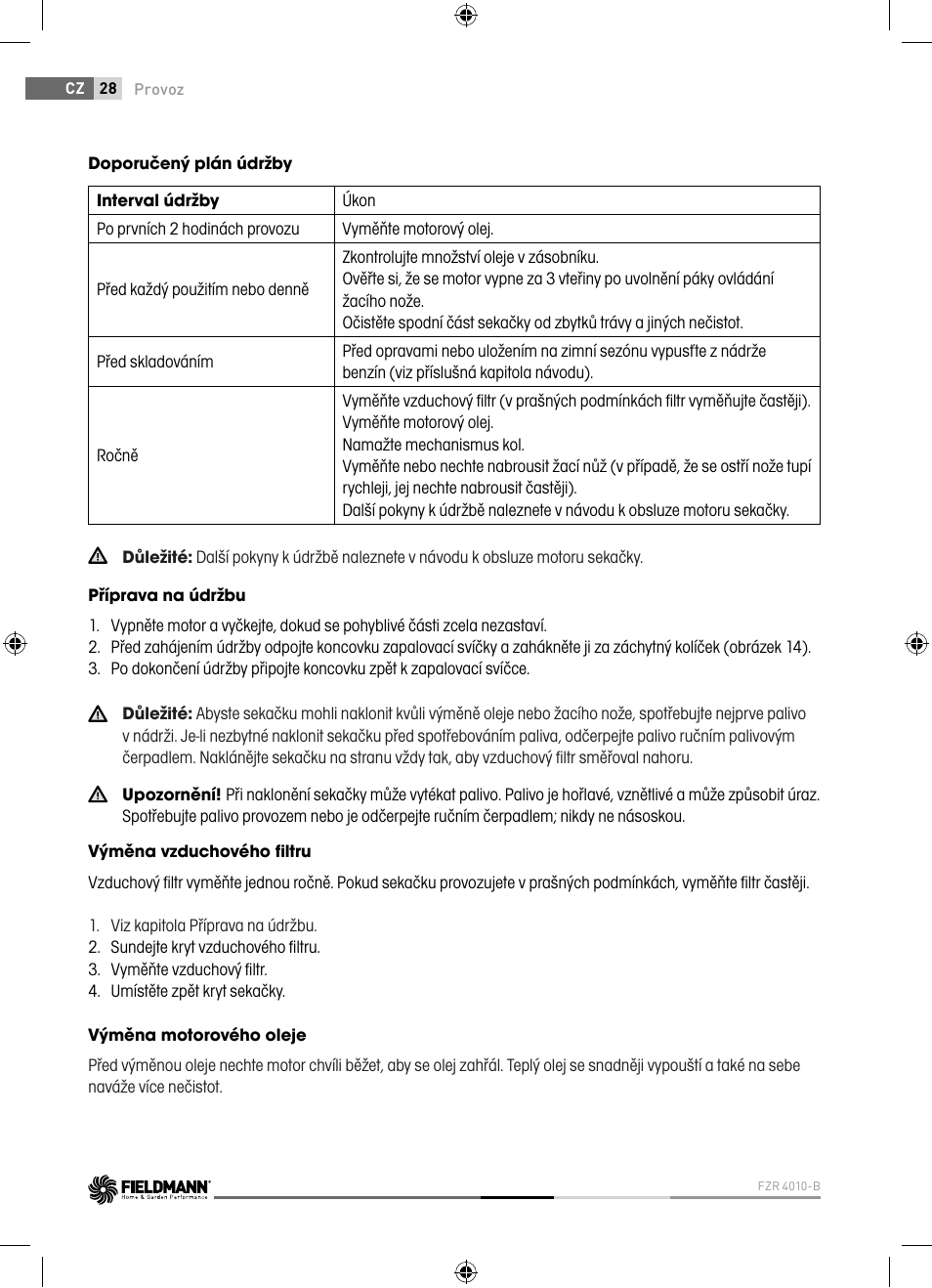 Fieldmann FZR 4010-B User Manual | Page 28 / 88