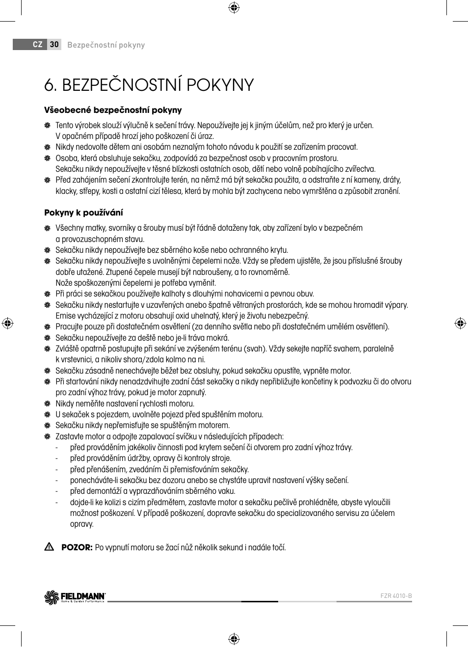 Bezpečnostní pokyny | Fieldmann FZR 4010-B User Manual | Page 30 / 88
