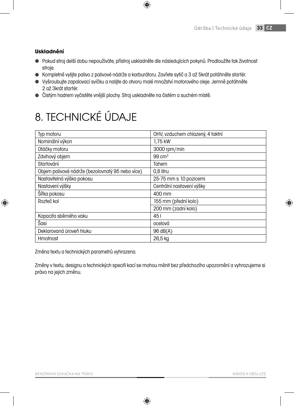 Technické údaje | Fieldmann FZR 4010-B User Manual | Page 33 / 88